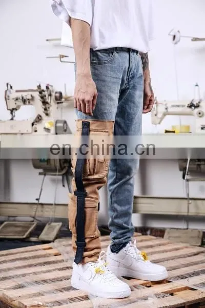 DiZNEW Oem Service High Street Fashion Scratch Denim Mens Cargo Jeans photo-3