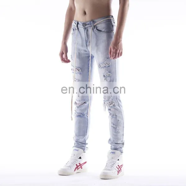 DiZNEW 2019 Custom Washed Jeans Pant Men Denim Jeans Slim Fit Skinny Jeans Denim photo-2