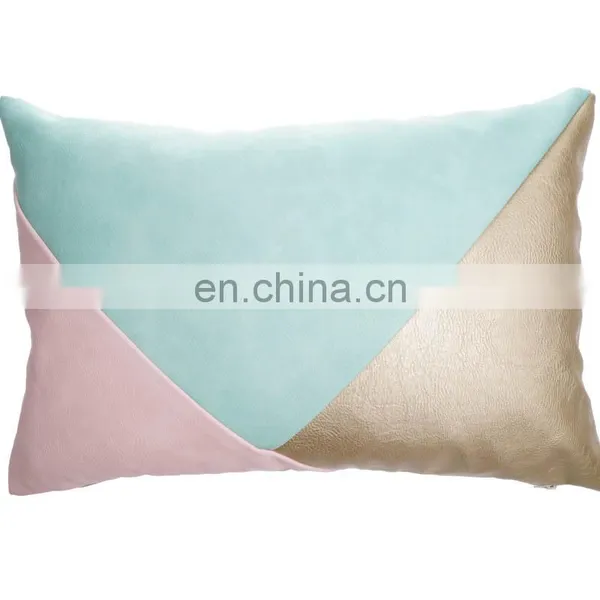 Custom Made Fashion Luxury High Quality Patchwork Faux Leather Cut Cushion in Stock photo-2