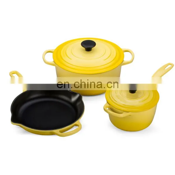 China Kitchen Ware 24Cm Enamel Non Stick Cooking Pot Frying Pan Cast Iron Cookware Set photo-2