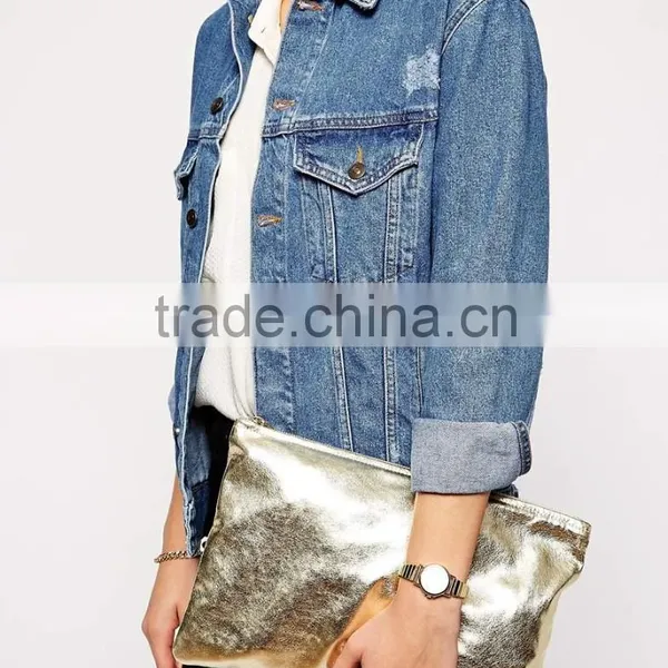 Fashion Gold Clutch Bag Metallic Leather Gold Clutch Bag photo-4