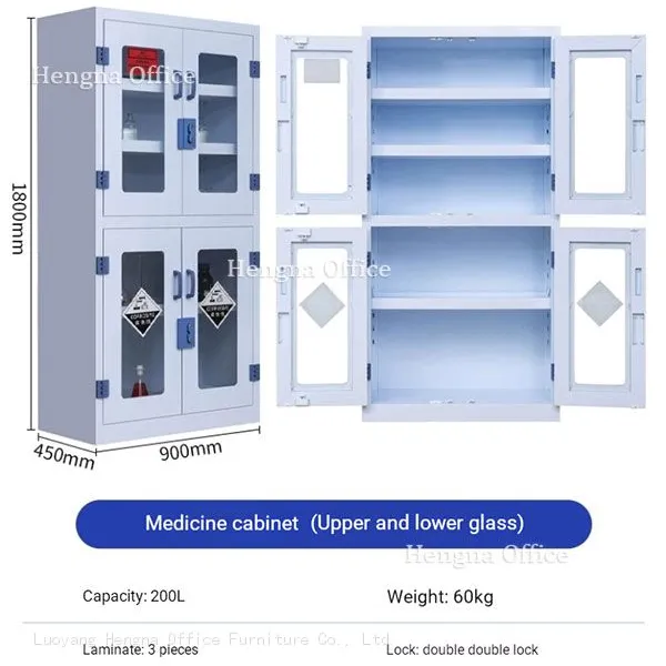 Lab Safety Cabinet | Acid Base Cabinet HN-PP600 - Integrated Ventilation & 2cm Spill-proof Tray for Lab Compliance