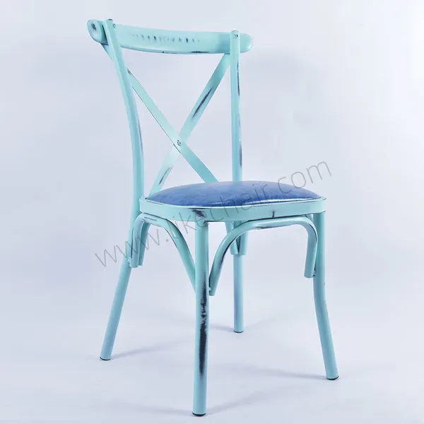 Langfang Factory's Antique Iron Cross X Back Outdoor Chair With Metal Frame for Indoor Wedding Parties and Hotel Use photo-2