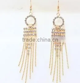 Cheap Jewelry Long Tassels Real Gold Plated Rhinestone Earrings photo-4