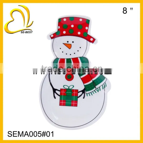 Melamine Christmas Plate;snowman Shape Melamine Plate