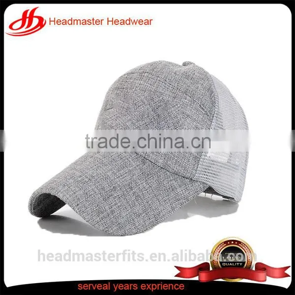Custom Linen 5 Panel Blank Baseball Cap Trucker Caps