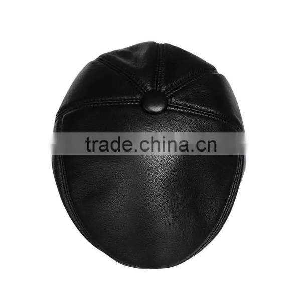 Genuine Leather Black Size Fitted Ivy Caps for Wholesale photo-6