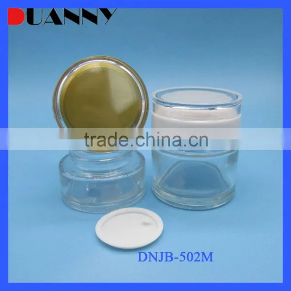 Wholesale Glass Jars Lids ,Wholesale Cosmetic Glass Jar Clear 50G With Plated-Colored Cap photo-6