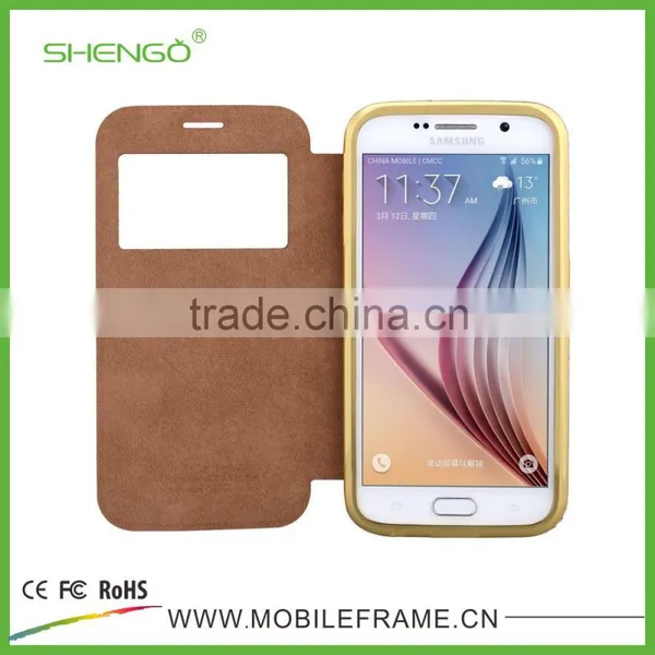 PU Leather Flip Case for Samsung S6 With Diamond Design photo-2