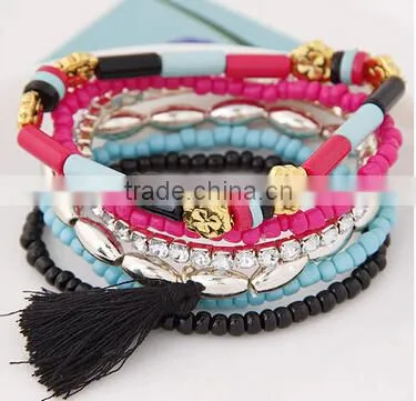 >>New Design Colorful Multi Layer Tassel Bead Bracelets / photo-2