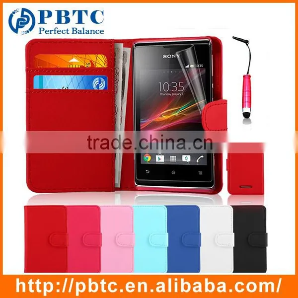 Set Screen Protector Stylus And Case For Sony Xperia E Dual C1605 , Leather Wallet White Phone Case photo-6
