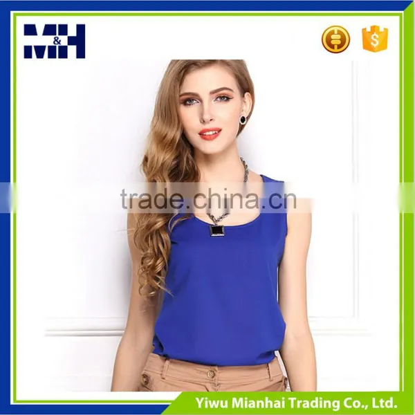 Comfortable New Light Color Casual Sleeveless Chiffon Women Shirt