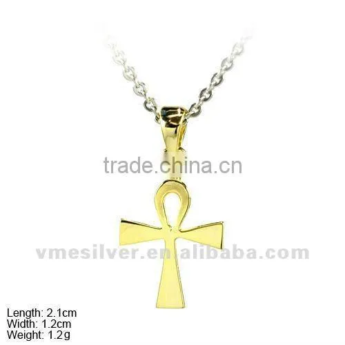 [PSA-0983c] 925 Silver Religion Pendant / Charm With Gold Plated, Plain Silver Cross Charm/ Pendant