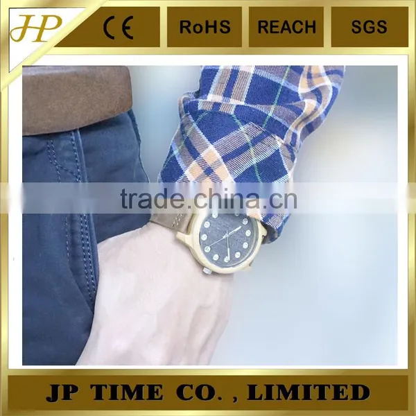 Hot Coming Natural Indonesia Bamboo Crazy Horse Leather Magic Time Watch photo-2