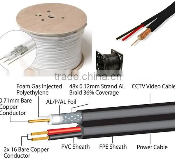 Telecommunications Cctv Cable Full Copper Rg59 Coaxial Cable 2dc Power Insulation Foam China Supplier photo-4