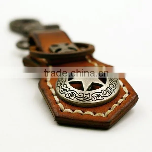 Custom 3D Logo Authentic Leather Key Chain With Snap Hook photo-5