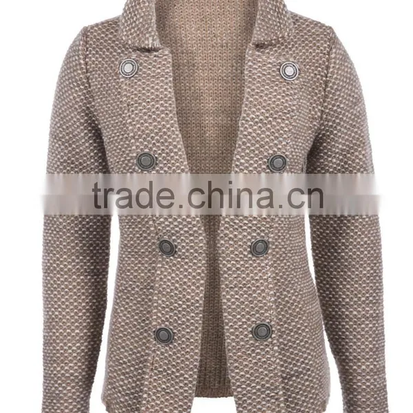 Ladies Knitted Buttoned Winter Jacket Mixed Color High Quality Knitwear Producer in Turkey Casual Knit Jacket Supplier in Turkey photo-3