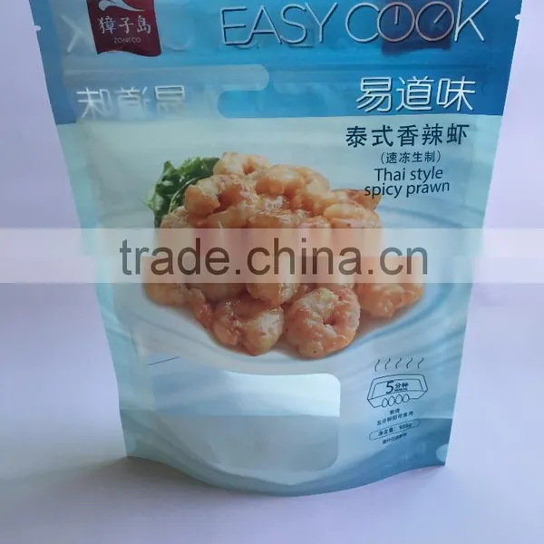 Standing Bottom Stand Up Pouch With Resealable Zipper for Seafood
