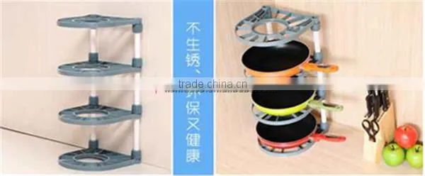 Four Layer Plastic Kitchen Pans Rack photo-3