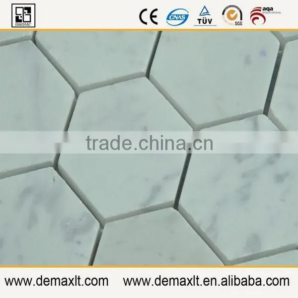 2" Hexgon Italian Calacatta Gold Marble Mosaic for Prefab Homes photo-4
