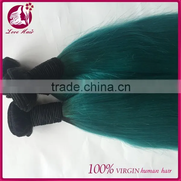 1b Teal Two Tone Hair Fashion Colored Brazilian Human Hair Weave Free Shipping photo-6