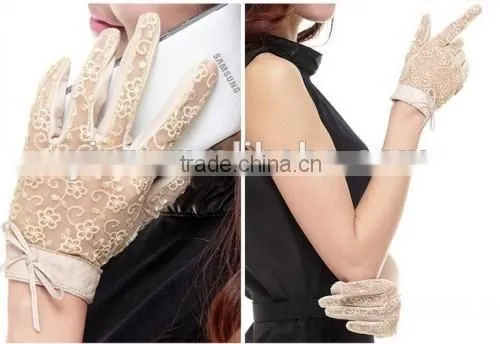 Stylish Girls Sexy Lace Gloves Purple Black Leather Sexy Lace Gloves photo-5