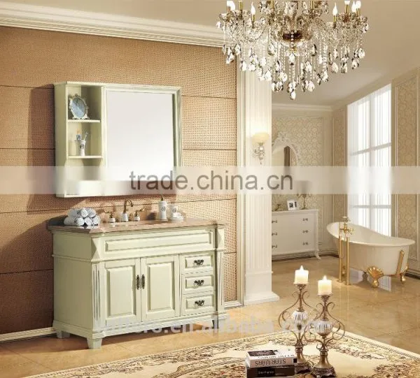 Wood Bathroom Vanity Unit Only White With Marble Counter Top WTS840 photo-2