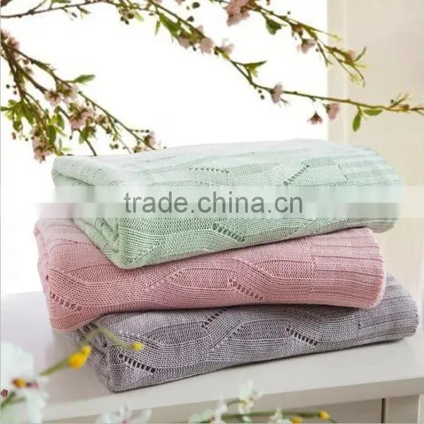 High Quality Super Soft Bamboo Fiber Knitted Blanket / Throw Blanket