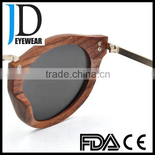 Modern Design Wood Metal Combination Round OEM Polarized Sunglasses photo-5