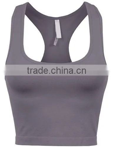 Womens Basic Solid Soft Seamless Fashion Sports Tank Top photo-2
