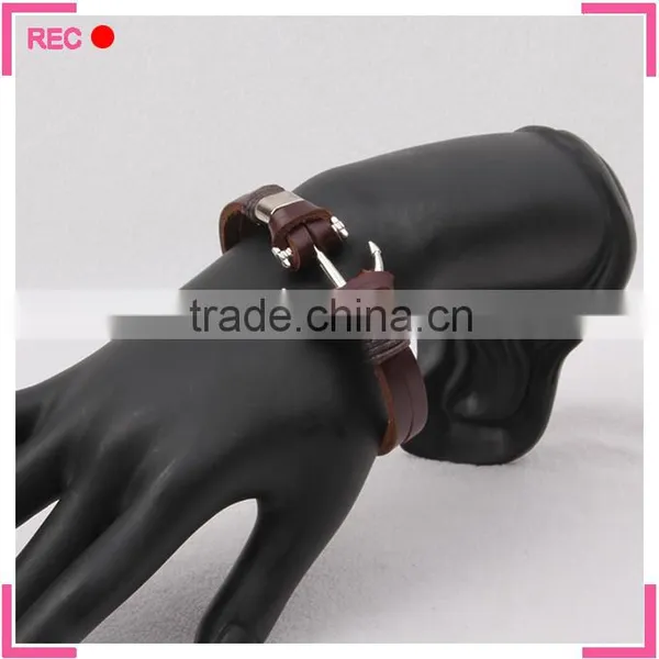 Mens Anchor Bracelet for Men, Brown Bracelet of Leather photo-2