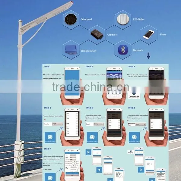 Integrated Solar Street Lamp 40W LED 65W Solar Panel 26AH Lithium Battery All In One Cell Phone Controalbel photo-2