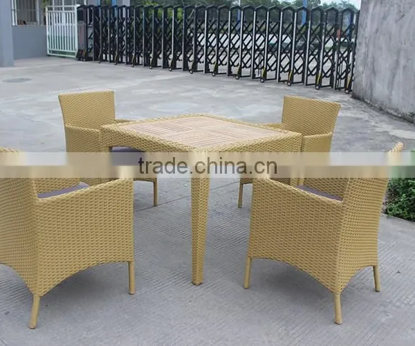 PE Rattan Furniture Dining Set Teakwood Table photo-2