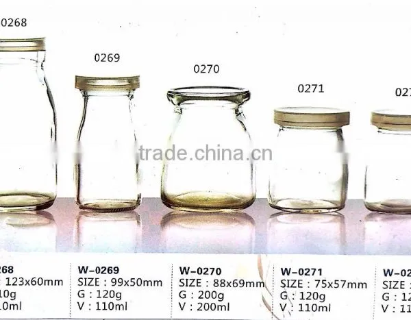 Haonai Vintage Embossed Glass Pudding Bottle Milk Bottle With Wide Mouth Cap Wholesale photo-4