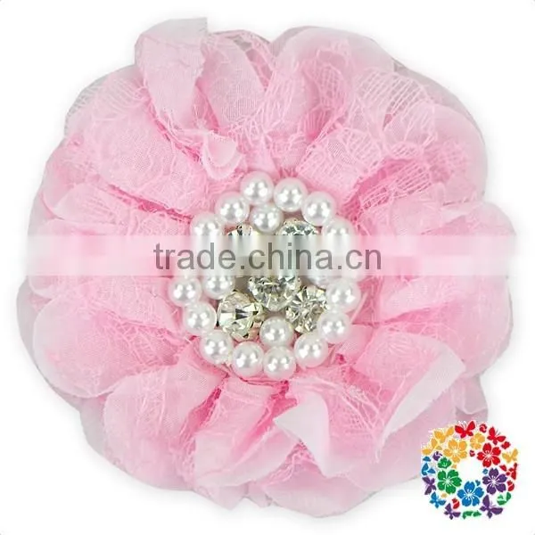 Black Chiffon Lace Crystal Rhinestone Hair Head Flowers Wholesale Cheap Rhinestone Center Flower photo-4