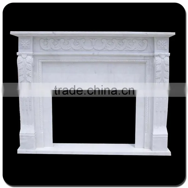 Home Decoration Hand Carving White Flower Marble Fireplace Mantel photo-4