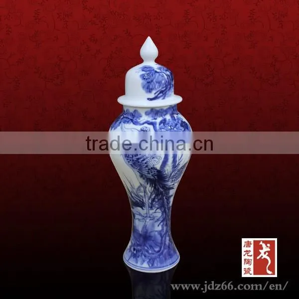 Handpainted Blue and White Porcelain Empty Mini Wine Bottles photo-2