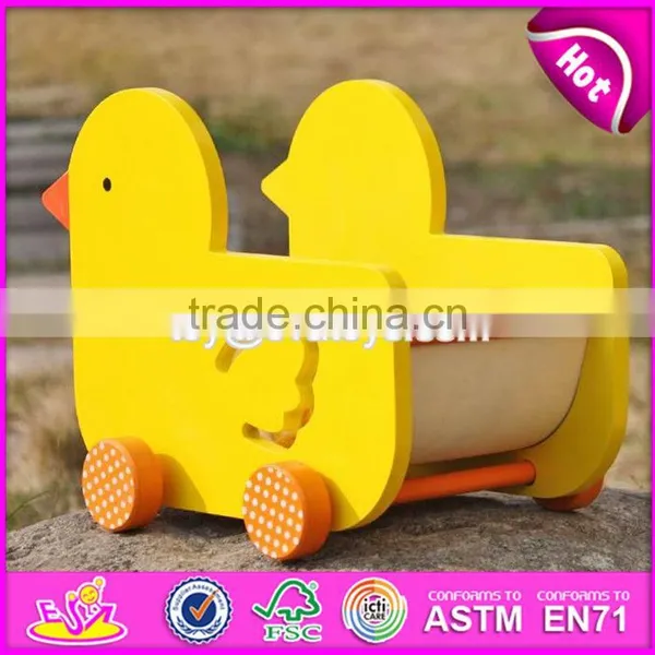 New Design Lovely Duck Shape Wooden Pull Car Toy for Toddlers W05B158 photo-3
