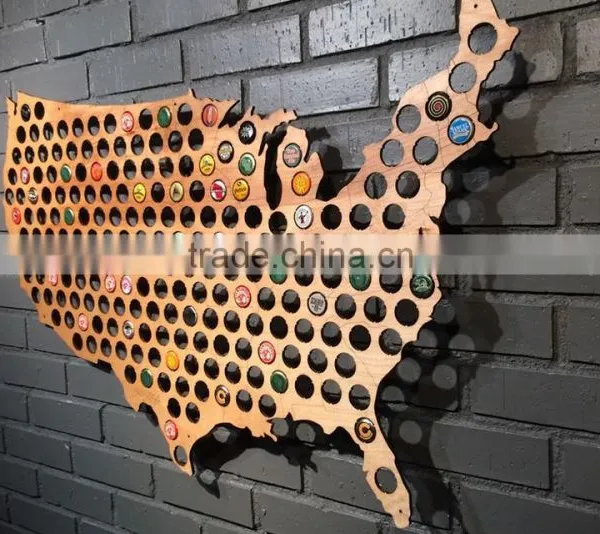 Hot Selling Beer Cap Maps Bottle Beer Soda Pop Wood Cap Organizer photo-4