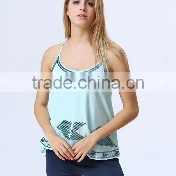 New Design Clothing Manufacturers Sequin Beaded Embellish Top For Women photo-3