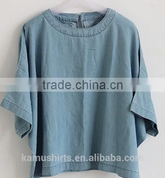 Fashion Lady Denim Tops Jean Blouse Shirts for Woman
