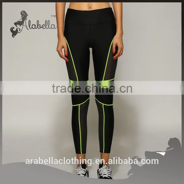 New Fashion Yoga Gym Geometric Mesh Leggings Fitness Work Out Black Elastic Running Pants photo-3
