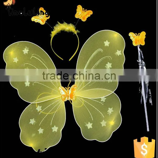Wholesale Single Nylon Butterfly Glitter Fairy Wings Girls Dress up Costume Wedding Favors photo-3