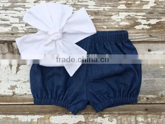 Bowknot Headwrap With Shorts Set Plain Cotton Baby Boutique Clothing Set photo-6