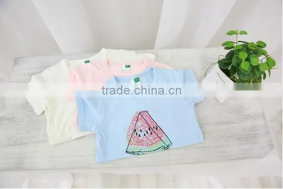 Wholesale Children T-shirt Sweet Color Cartoon Watermelon Printed T-shirt for Kids Round Neck Girls T-shirt photo-3