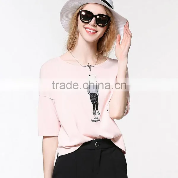 2016 New Fashion Half Sleeve Casual Women T-shirt Wholesale