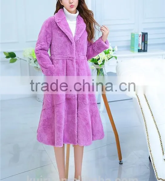 2016 Fur Coat Women's New 2016 Winter Overcoat Female Outerwear Real Rabbit Fur With Long DesignThicken Warm Top Fur Jacket photo-4