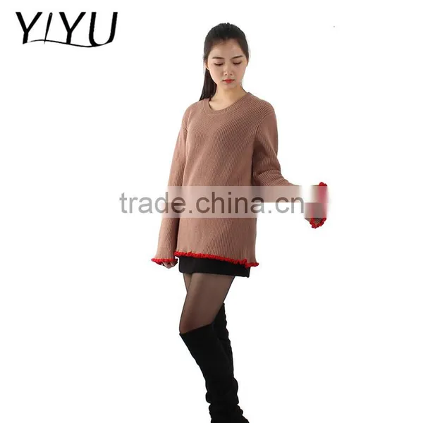 Custom School Unifrom Pullover Girl Simple Style Agaric Hem Knit Sweater