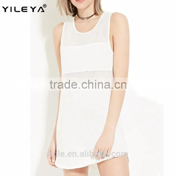 New Design Women Cotton Lace Perspective Sleeveless Casual Dresses Sexy Dress for Ladies photo-2