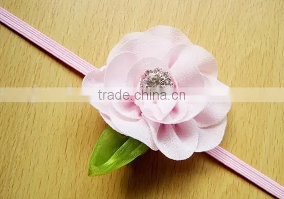 New Born Baby Girl Headband, Small Chiffon Flower Baby Headband photo-4